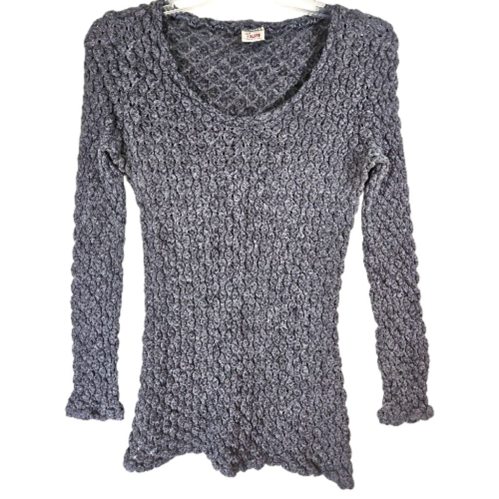 Sisley Italian Wool Blend Gray Bubble Textured Sweater Size M